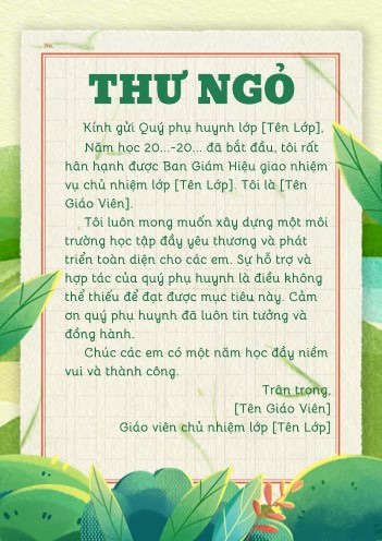 Thư ngỏ gửi phụ huynh học sinh