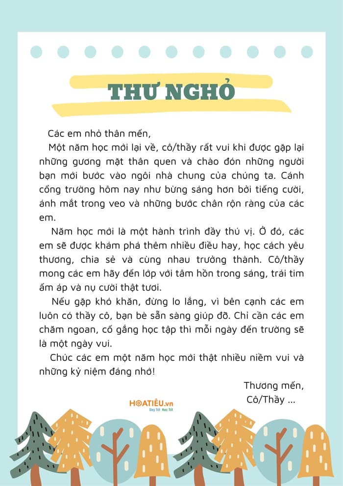 Mẫu thư ngỏ đẹp