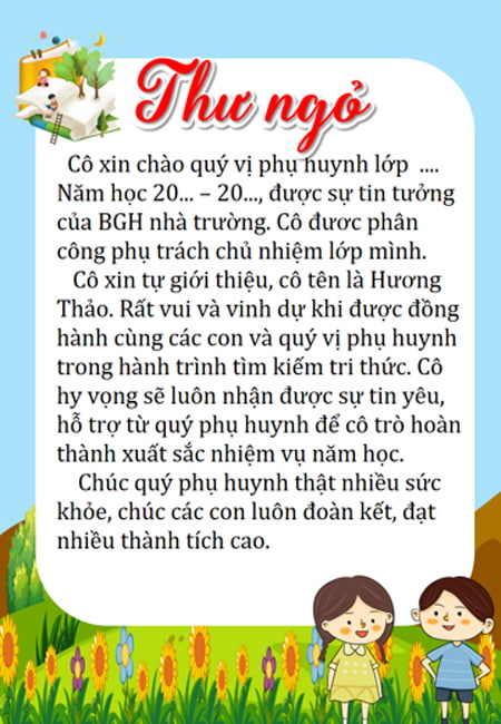 Mẫu thư ngỏ đẹp