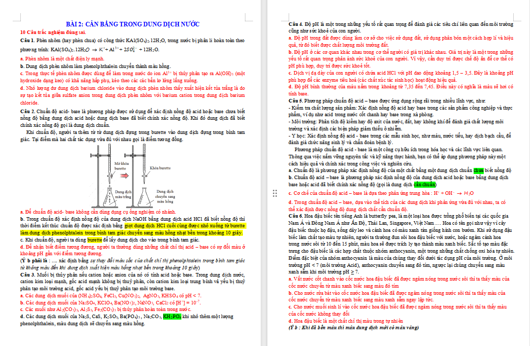 Trắc nghiệm đúng sai Hóa học 11 Chân trời sáng tạo