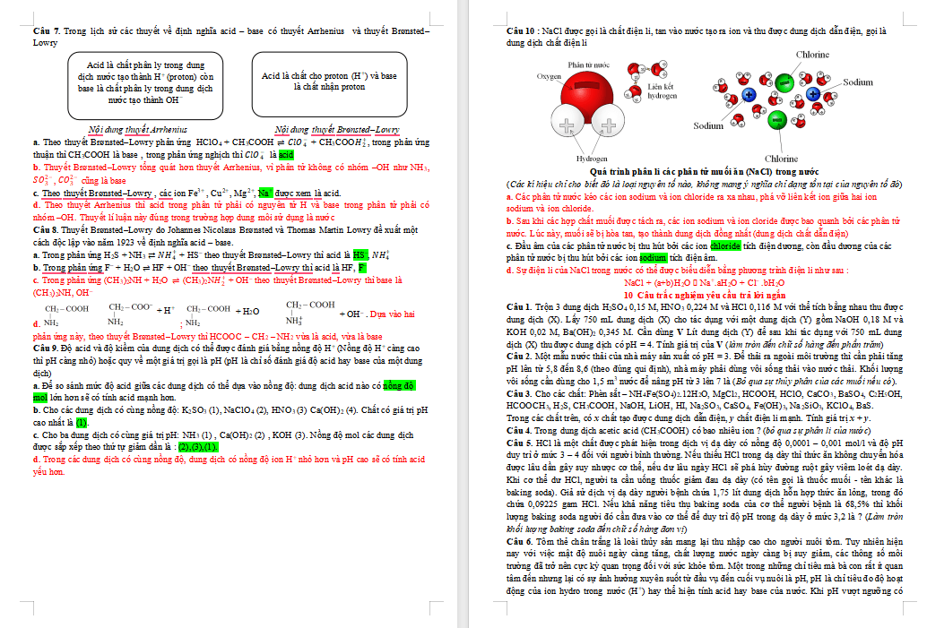 Trắc nghiệm đúng sai Hóa học 11 Chân trời sáng tạo