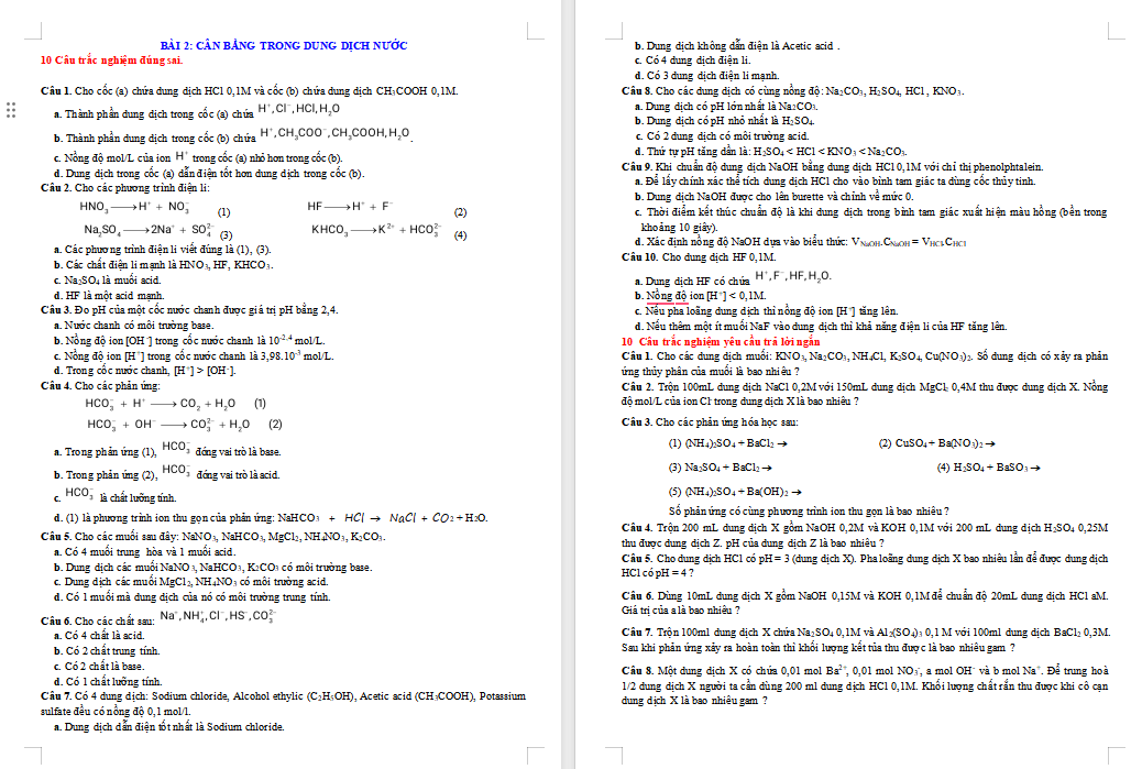 Trắc nghiệm đúng sai Hóa học 11 Kết nối tri thức