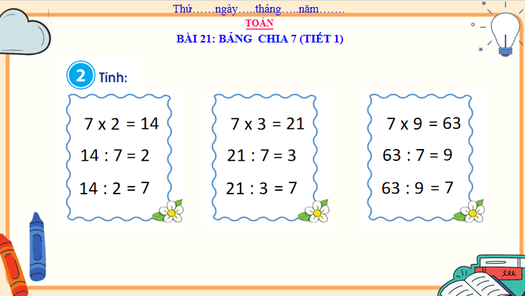 Giáo án Toán 3: Bảng chia 7 Cánh Diều