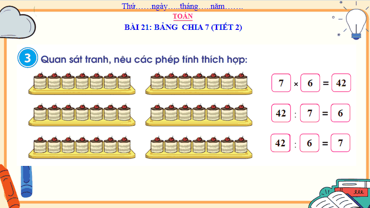 Giáo án Toán 3: Bảng chia 7 Cánh Diều