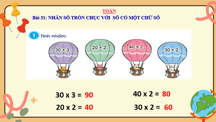 Giáo án Toán 3: Nhân số tròn chục với một chữ số Cánh Diều