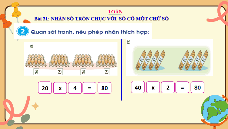 Giáo án Toán 3: Nhân số tròn chục với một chữ số Cánh Diều