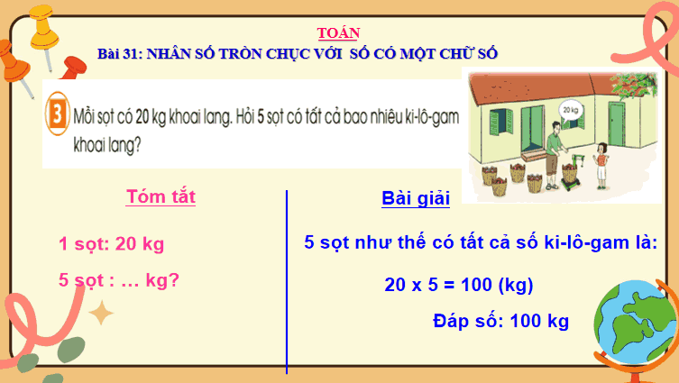 Giáo án Toán 3: Nhân số tròn chục với một chữ số Cánh Diều