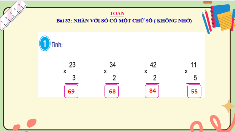 Giáo án Toán 3: Nhân với số có một chữ số (không nhớ) Cánh Diều