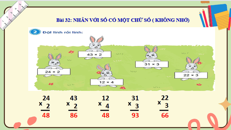 Giáo án Toán 3: Nhân với số có một chữ số (không nhớ) Cánh Diều