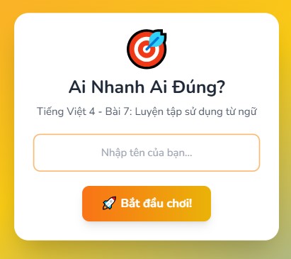 Game tương tác Luyện tập sử dụng từ ngữ