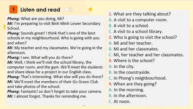 Tiếng Anh 7 Unit 6: Getting Started