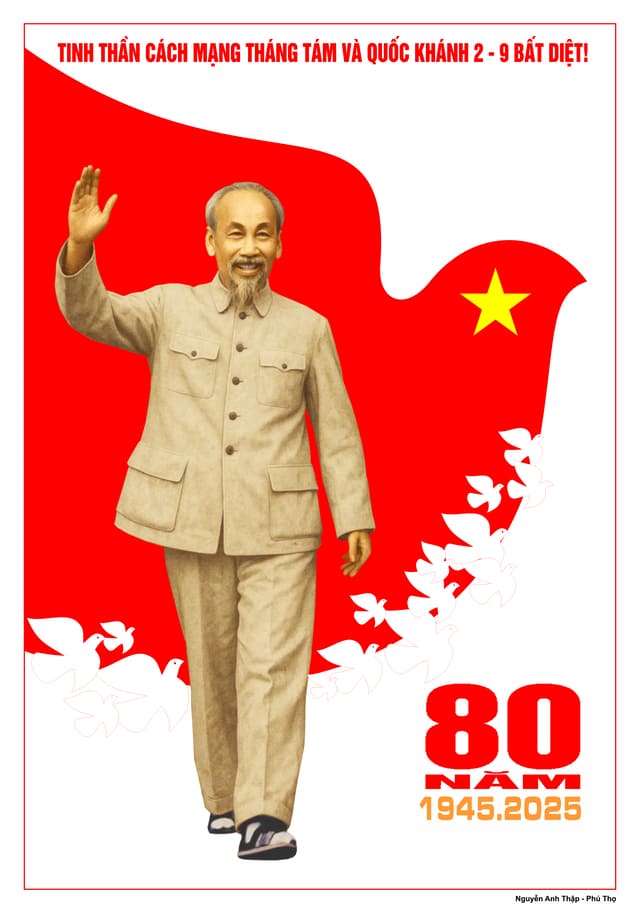 Tranh vẽ cổ động về 80 năm Cách mạng Tháng Tám và Quốc khánh 2-9