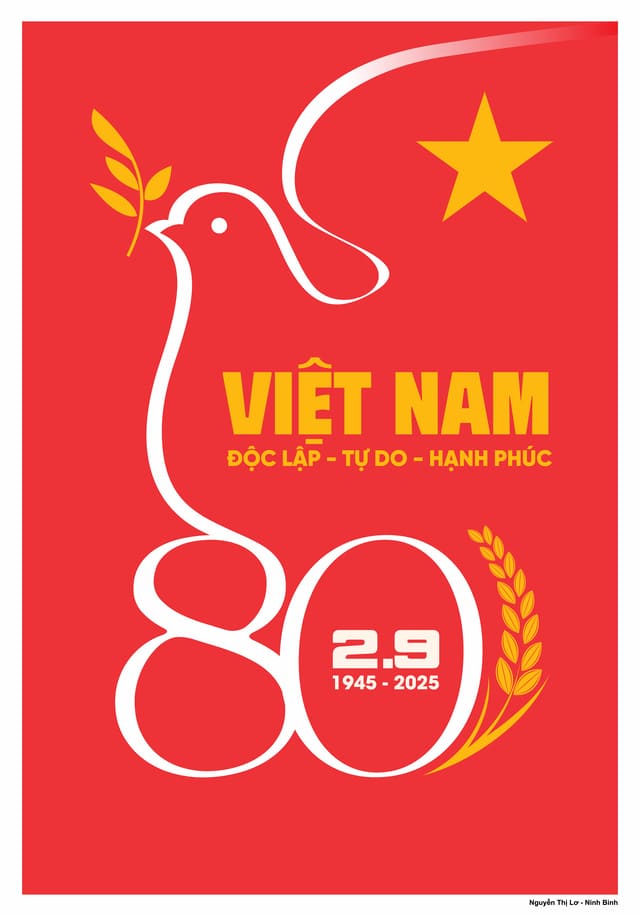 Tranh vẽ cổ động về 80 năm Cách mạng Tháng Tám và Quốc khánh 2-9