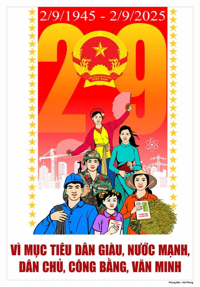 Tranh vẽ cổ động về 80 năm Cách mạng Tháng Tám và Quốc khánh 2-9