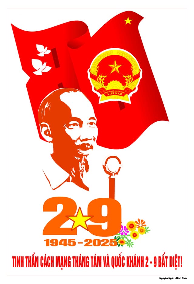 Tranh vẽ cổ động về 80 năm Cách mạng Tháng Tám và Quốc khánh 2-9