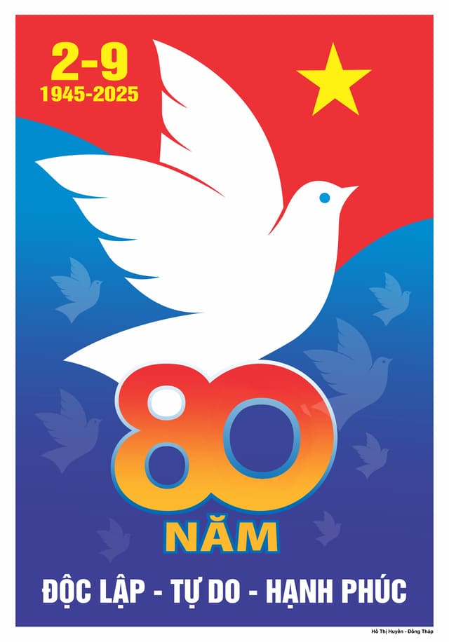 Tranh vẽ cổ động về 80 năm Cách mạng Tháng Tám và Quốc khánh 2-9