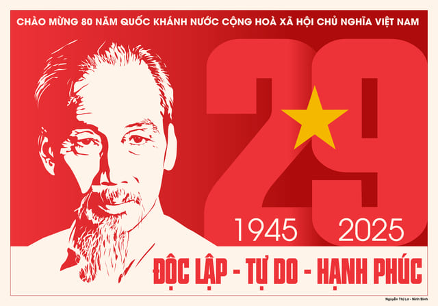 Tranh vẽ cổ động về 80 năm Cách mạng Tháng Tám và Quốc khánh 2-9