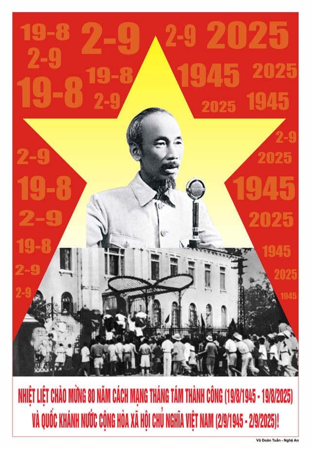 Tranh vẽ cổ động về 80 năm Cách mạng Tháng Tám và Quốc khánh 2-9