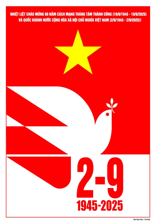 Tranh vẽ cổ động về 80 năm Cách mạng Tháng Tám và Quốc khánh 2-9