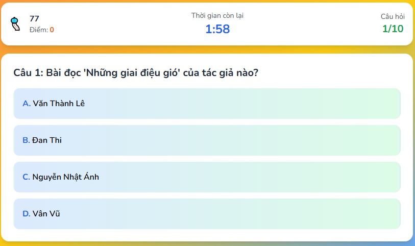 Game tương tác bài đọc: Những giai điệu gió