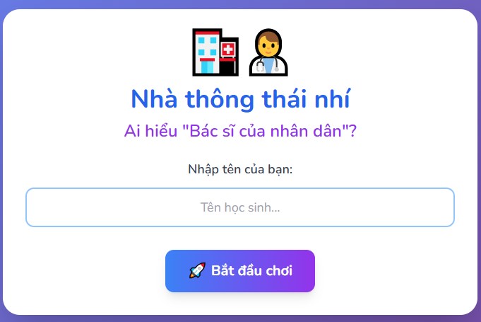 Game tương tác bài đọc Bác sĩ của nhân dân