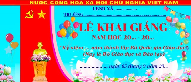 Mẫu backdrop khai giảng năm học mới