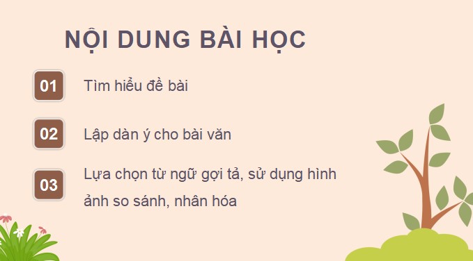 PowerPoint Viết: Lập dàn ý cho bài văn miêu tả cây cối