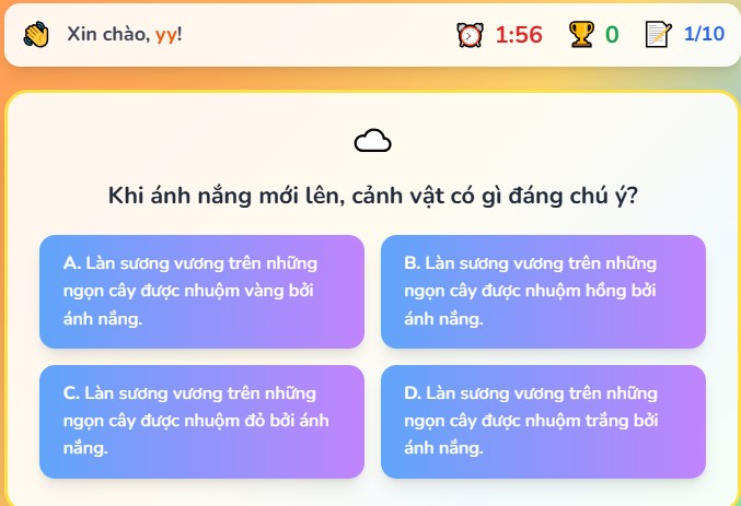 Game tương tác Thử tài đọc hiểu