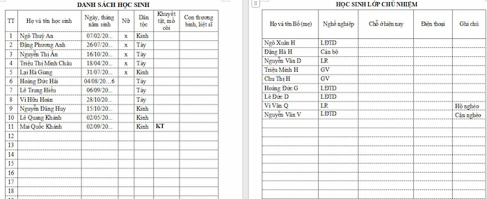 Sổ chủ nhiệm Tiểu học lớp 3