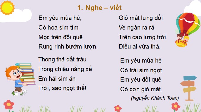 PowerPoint Tiếng Việt 3 Bài 1 Nghe – viết: Em yêu mùa hè 