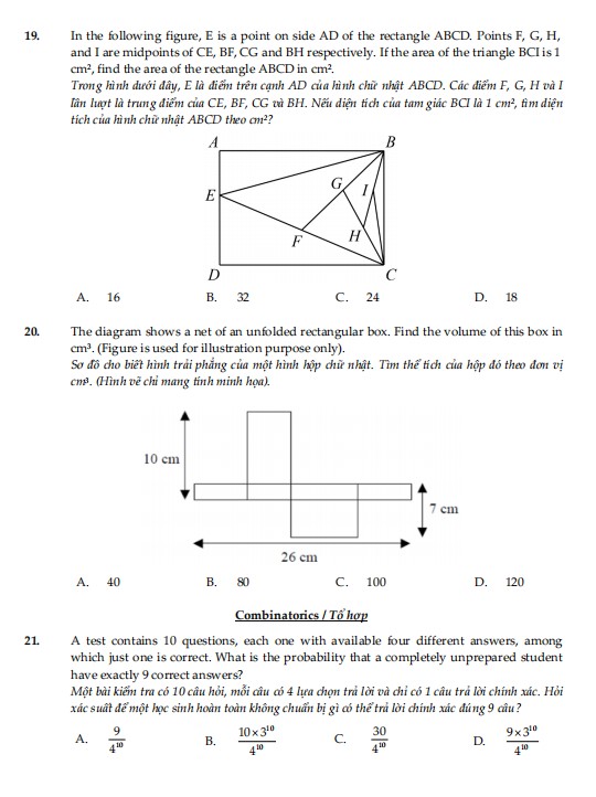 Đề thi Toán TIMO lớp 7 vòng loại