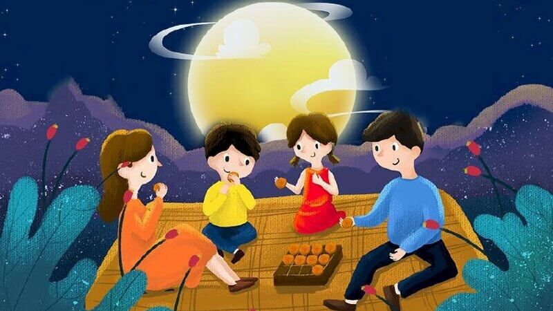 Tranh vẽ Trung thu bên gia đình