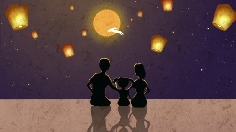 Tranh vẽ ngắm trăng Trung thu