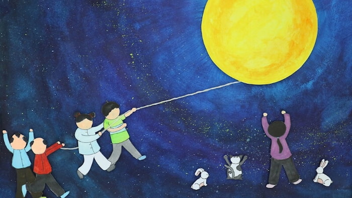 Tranh vẽ phong cảnh đêm trung thu