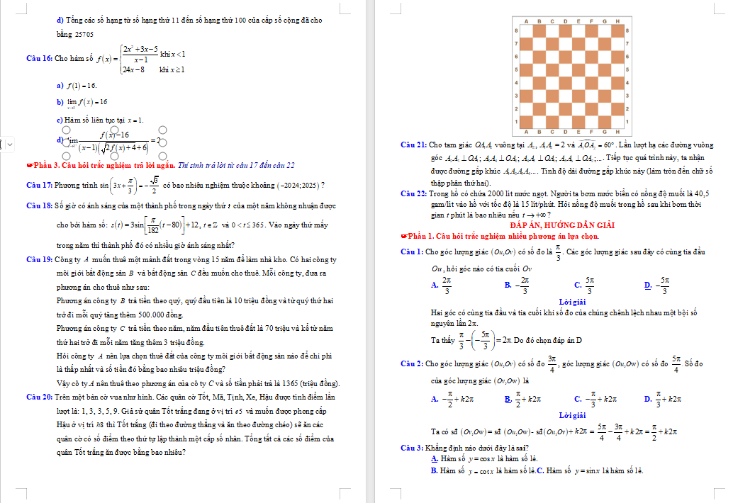 Đề cương ôn tập giữa học kì 1 Toán 11 Kết nối tri thức 2025
