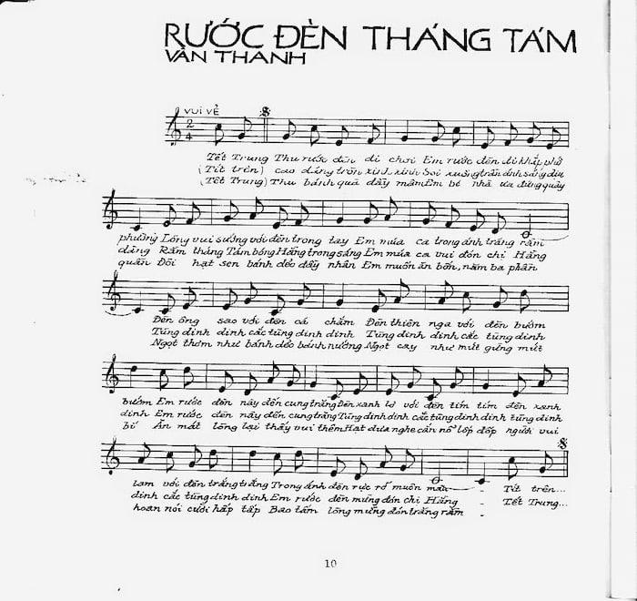 Khuông nhạc bài Rước đèn tháng tám