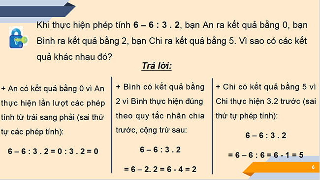 PowerPoint Toán 6 Bài 5: Thứ tự thực hiện các phép tính