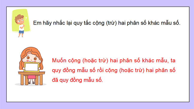 PowerPoint dạy thêm Toán 5 Bài 6: Cộng, trừ hai phân số khác mẫu số