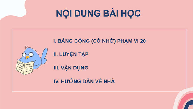 PowerPoint Bảng cộng (có nhớ) trong phạm vi 20