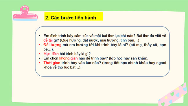 PowerPoint Ngữ văn 6 Bài 3: Trình bày cảm xúc về một bài thơ lục bát