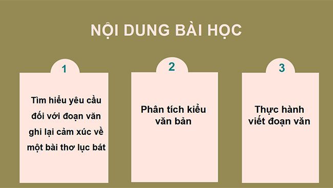 PowerPoint Ngữ văn 6 Bài 3: Viết đoạn văn ghi lại cảm xúc về một bài thơ lục bát
