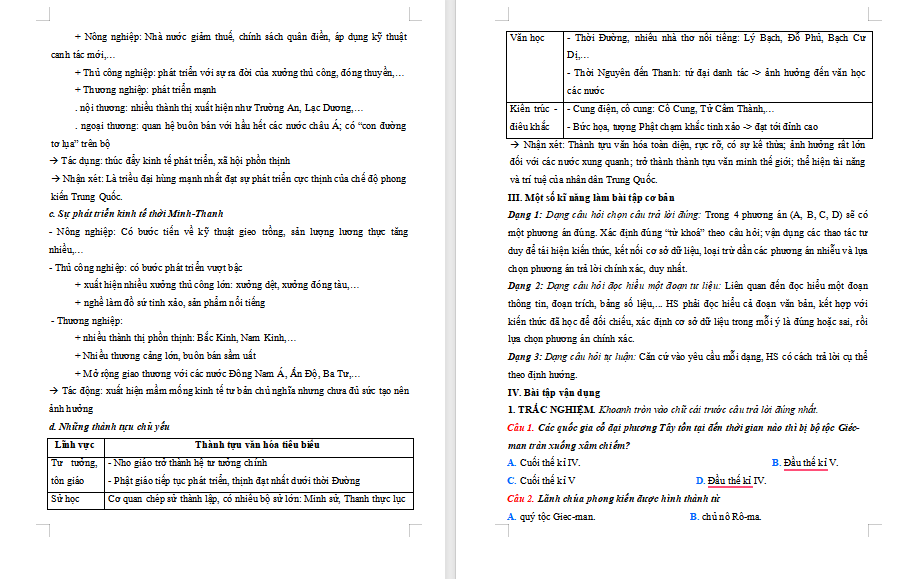 Đề cương ôn tập giữa kì 1 Lịch sử 7