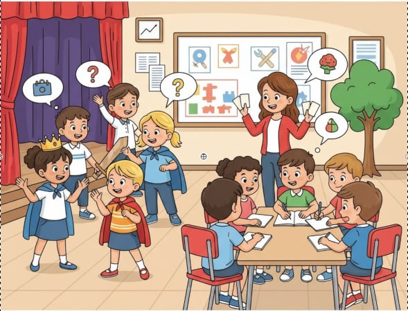 Viết 2-3 câu về hoạt động học tập của trẻ em