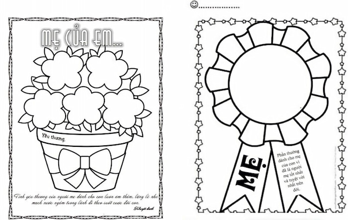 Tranh tô màu 20/10 kèm lời yêu thương tặng mẹ