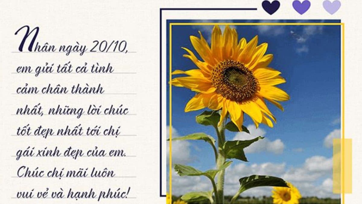 Thiệp chúc mừng 20/10 tặng chị em gái