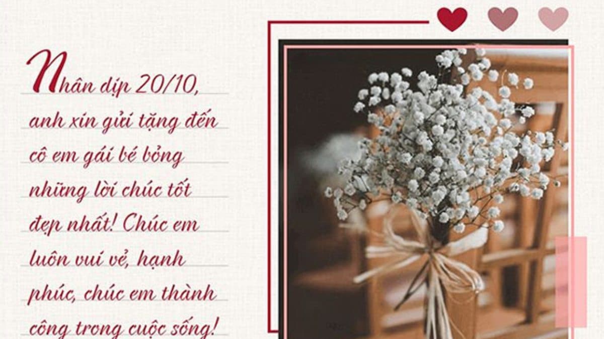 Thiệp chúc mừng 20/10 tặng chị em gái