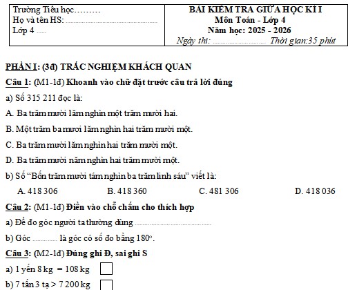 de thi giua ki 1 toan lop 4 canh dieu 5*475467