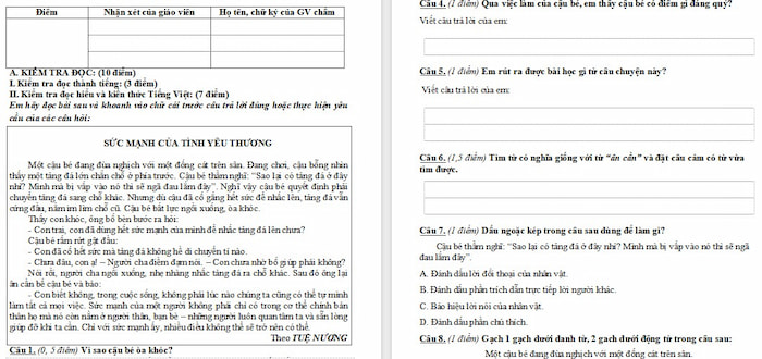 Đề ôn tập giữa kì 1 Tiếng Việt 4 KNTT
