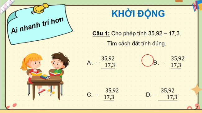 PowerPoint dạy thêm Toán 5 Bài 20: Phép trừ số thập phân