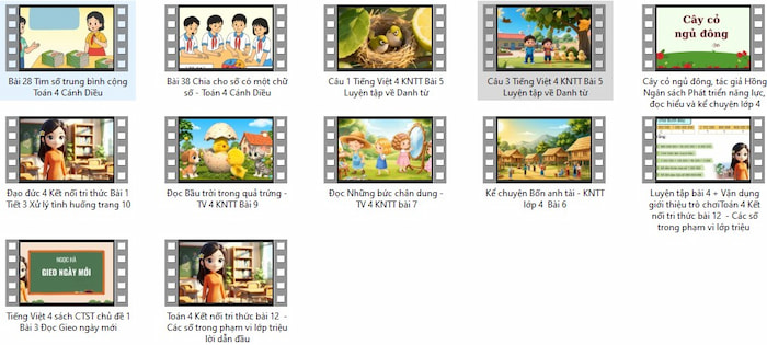 Video AI ứng dụng trong dạy học Lớp 4